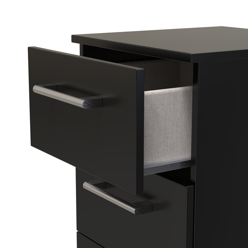 Denver Ready Assembled Bedside Table with 3 Drawers - Black