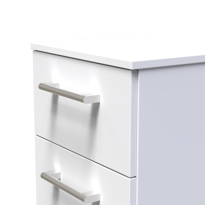 Denver Ready Assembled Bedside Table with 3 Drawers - White