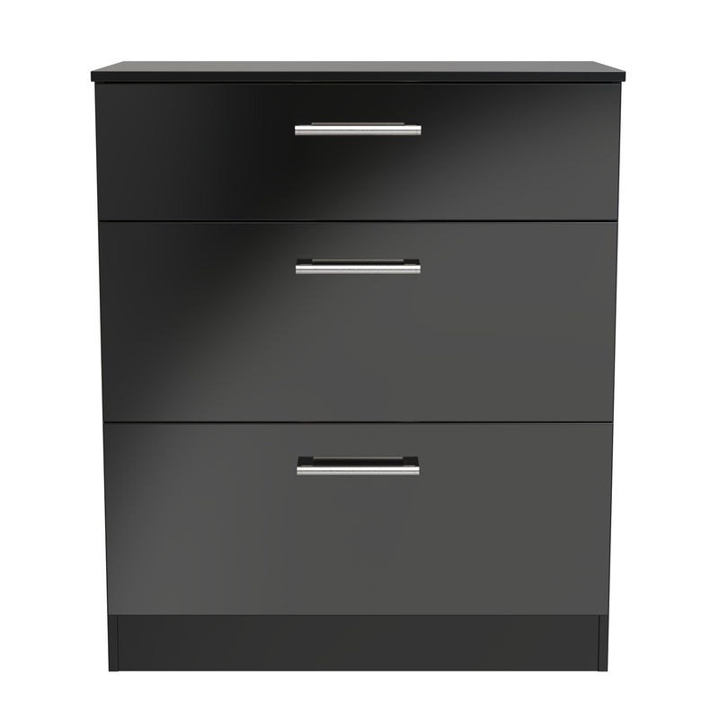 Denver Ready Assembled Chest Of Drawers with 3 Drawers - Black