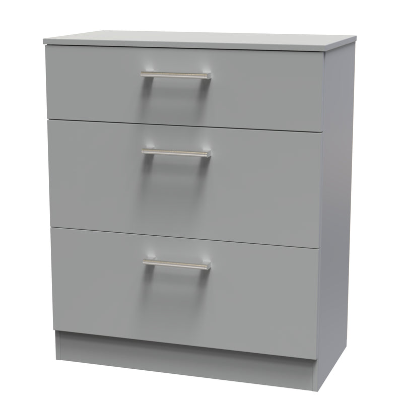 Denver Ready Assembled Chest Of Drawers with 3 Drawers - Grey