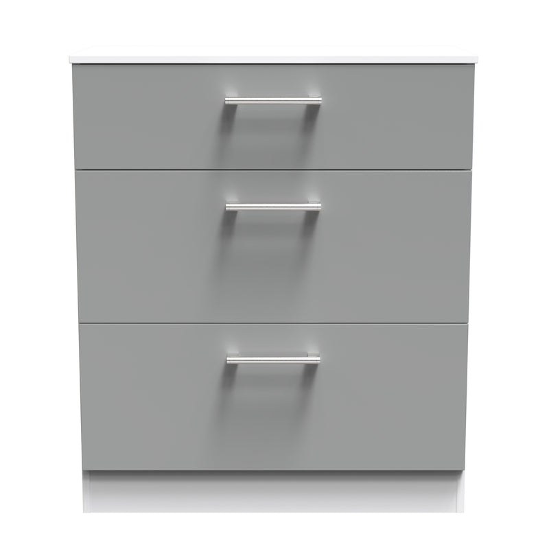 Denver Ready Assembled Chest Of Drawers with 3 Drawers - Grey & White
