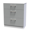 Denver Ready Assembled Chest Of Drawers with 3 Drawers - Grey & White