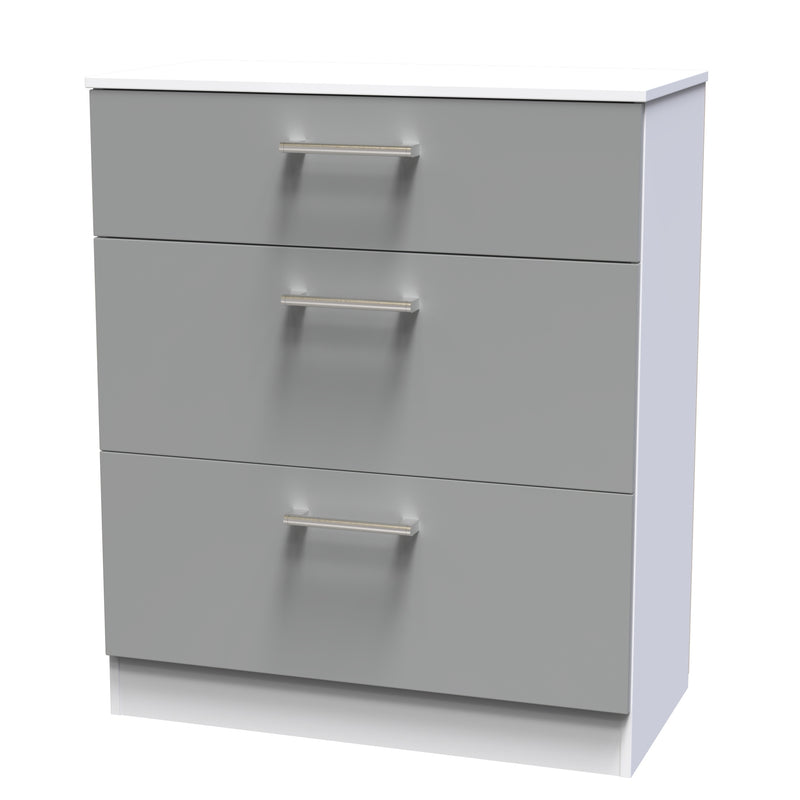 Denver Ready Assembled Chest Of Drawers with 3 Drawers - Grey & White