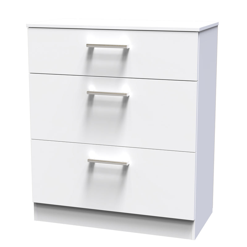 Denver Ready Assembled Chest Of Drawers with 3 Drawers - White