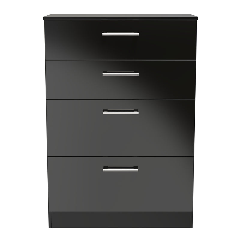 Denver Ready Assembled Chest Of Drawers with 4 Drawers - Black