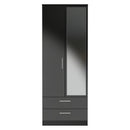 Denver Black Ready Assembled Wardrobe with 2 Doors and 2 Drawers with Mirror