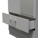Denver Grey Ready Assembled Wardrobe with 2 Doors and 2 Drawers with Mirror