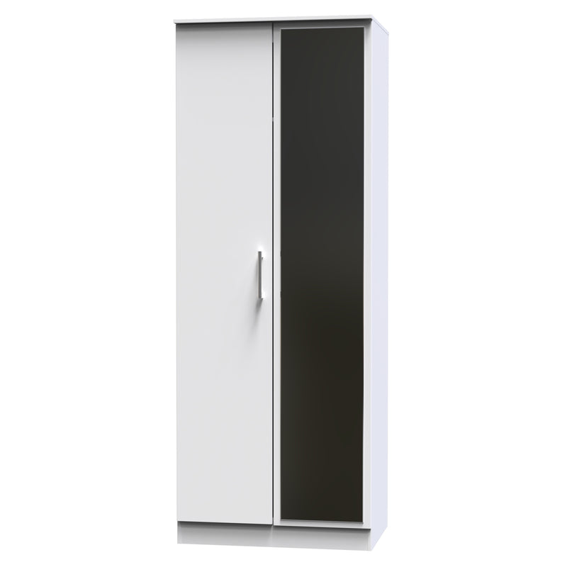 Denver Ready Assembled Wardrobe with 2 Doors and Mirror - White