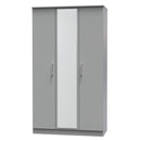 Denver Ready Assembled Wardrobe with Triple Mirror - Grey