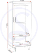 DIXIE 2 DOOR WARDROBE - DUSTY GREY/WHITE