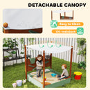 AIYAPLAY Wood Sandpit for Kids with Canopy for Garden, Beach, Green