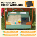 AIYAPLAY Wood Sandpit for Kids with Canopy for Garden, Beach, Green