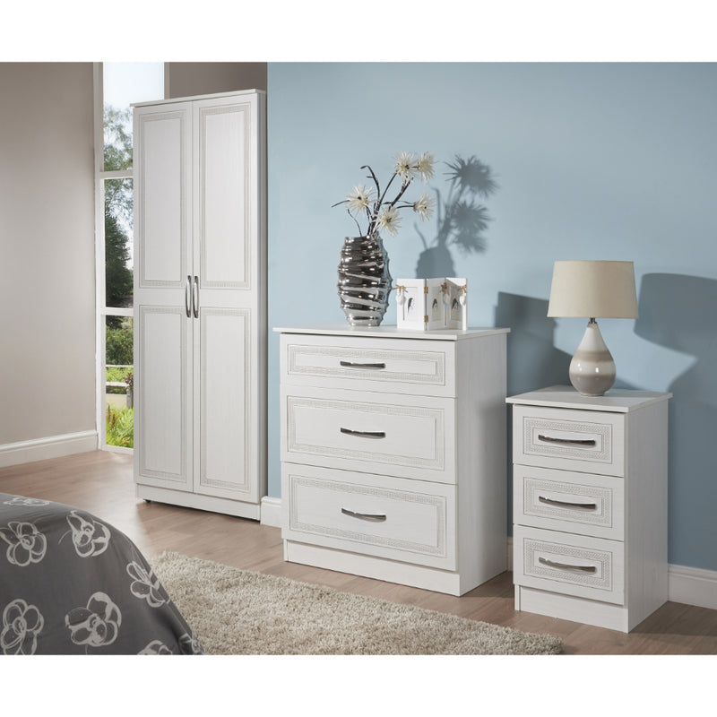 Dakar Ready Assembled Deep Chest of Drawers with 3 Drawers  - Signature White