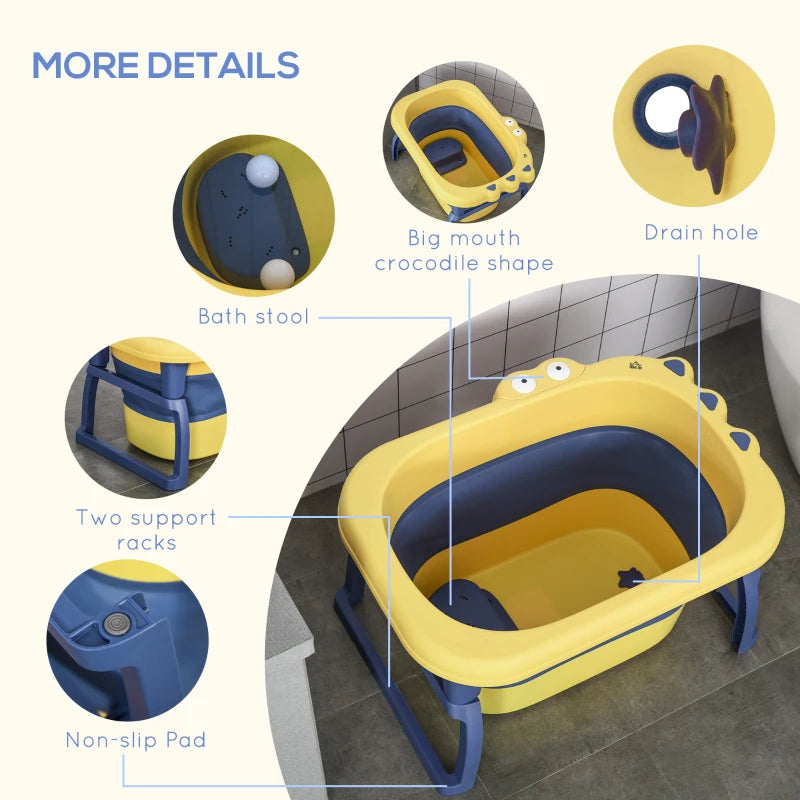 HOMCOM Baby Bath Tub - Yellow & Blue