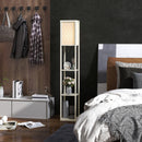 HOMCOM Modern Floor Lamp Light With 3 Shelves Fabric Lampshade