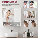 kleankin Wall Mounted Bathroom Storage Cupboard W/ Mirror and Shelf, White