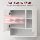 kleankin Wall Mounted Bathroom Storage Cupboard W/ Mirror and Shelf, White