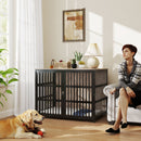 PawHut Dog Crate Furniture with Anti-Chew Resistant Mesh for Dogs - Walnut Brown