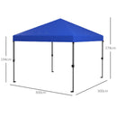 Outsunny 3 X 3(m) Pop Up Gazebo, Instant Shelter With 1-Button Push - Blue/Grey/Green/White