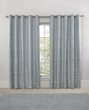 Eden - Lined Eyelet Jacquard Curtains in Duck Egg
