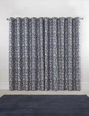 Eden - Lined Eyelet Jacquard Curtains in Navy