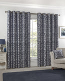 Eden - Lined Eyelet Jacquard Curtains in Navy