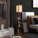 HOMCOM Modern Floor Lamp Light With 3 Shelves Fabric Lampshade