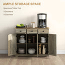 HOMCOM Sideboard Buffet Cabinet with Storage Cabinets and Drawers Grey