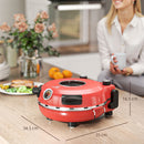 HOMCOM 1200W Pizza Oven, Pizza Maker, 5-Min Crisp, Dual Knob Control