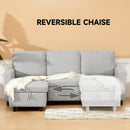 HOMCOM Pull Out Sofa Bed L Shape Corner Sofa w/ Reversible Chaise Light Grey
