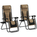 Outsunny 2 Pcs Zero Gravity Lounger Folding Recliner Chair W/ Cup Holder