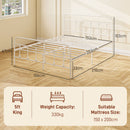 HOMCOM 5ft Metal King Platform Bed Frame W/ Underbed Storage Headboard White/Black