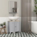 kleankin Bathroom Pedestal Under Sink Cabinet with Adjustable Shelf, Grey
