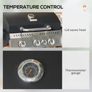 Outsunny 3+1 Burner Propane Gas Barbecue Grill with Thermometer, Bottle Opener