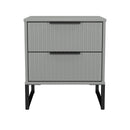 Fluted 2 Drawer Bedside in Dusk Grey - Ready Assembled