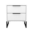 Fluted 2 Drawer Bedside in White Matt - Ready Assembled