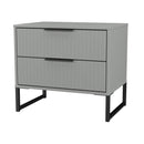 Fluted 2 Drawer Side Table in Dusk Grey - Ready Assembled