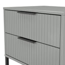 Fluted 2 Drawer Side Table in Dusk Grey - Ready Assembled