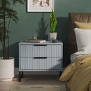 Fluted 2 Drawer Side Table in Denim Blue - Ready Assembled