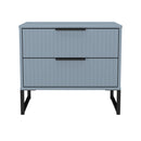 Fluted 2 Drawer Side Table in Denim Blue - Ready Assembled