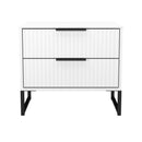 Fluted 2 Drawer Side Table in White Matt - Ready Assembled