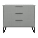 Fluted 3 Drawer Chest in Dusk Grey - Ready Assembled