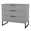 Fluted 3 Drawer Chest in Dusk Grey - Ready Assembled