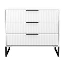 Fluted 3 Drawer Chest in White Matt - Ready Assembled