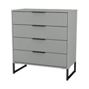 Fluted 4 Drawer Chest in Dusk Grey - Ready Assembled