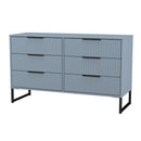 Fluted 6 Drawer Midi Chest in Denim Blue - Ready Assembled