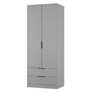 Fluted 2 Drawer Double Wardrobe in Dusk Grey - Ready Assembled
