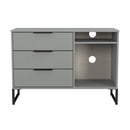Fluted 3 Drawer TV Unit in Dusk Grey - Ready Assembled
