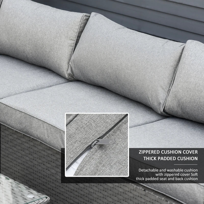 Outsunny Outdoor Rattan Sofa Corner Set 6 Piece - Grey