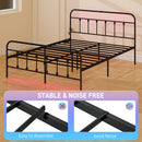 HOMCOM Bed Frame With LED Lights And Charging Station, Black